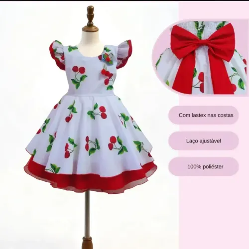Vestido Infantil Cereja 