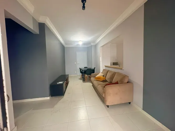 Apartamento mobiliado para aluguel com1 quarto, 1 vaga, lazer em Ponta da Praia - Santos -