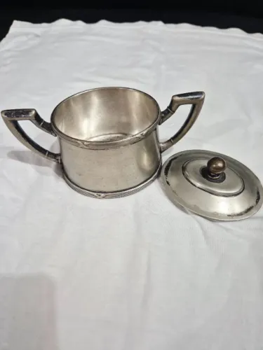 Açucareiro Antigo Wm Rogers Prata Banho Silverplate Vintage 17cm