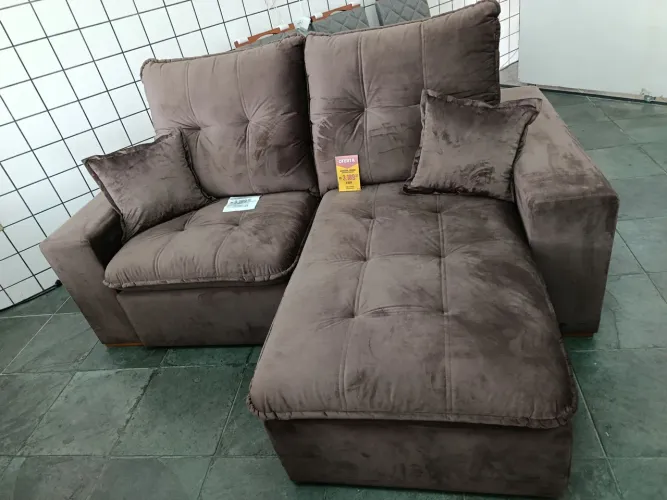 Sofá retrátil 2 módulos 80cm cor café braço 25cm