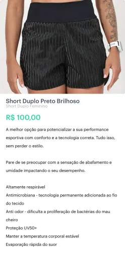 Short Duplo Preto Brilhoso