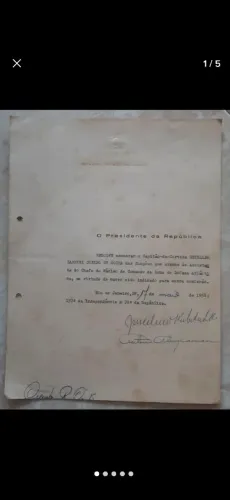 Documento Oficial de 1958 com Assinatura do Presidente Juscelino Kubitschek  Raro