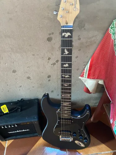 GUITARRA GIANNINI G-102 SBK/BK + CAPA, CUBO,  CUVAVE CUBE BABY, M-VAVE REVERB, DISTORÇÃO 