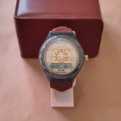 Swatch The Beep "Six" 44mm - Funcional c/ Pulseira Original + Estojo de Couro RARO