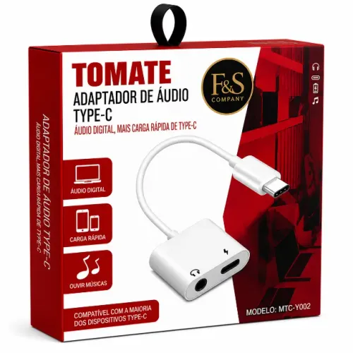 Adaptador Tipo-C para fone de ouvido e carregador TOMATE original