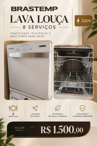 LAVA-LOUÇA BRASTEMP 8serviços 220v