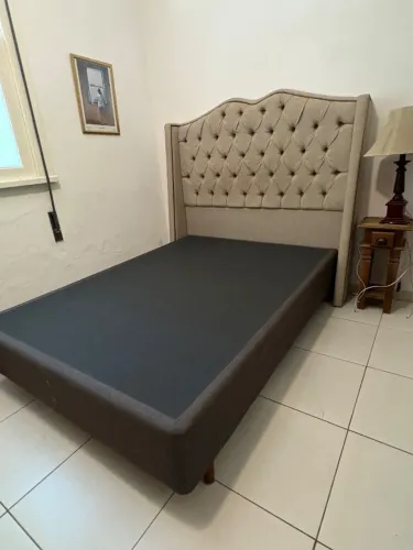 Cama Box Casal + Cabeceira de Linho