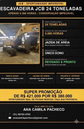 JCB 24 Toneladas Único Dono: Raridade no Mercado, Pronta para Faturar!