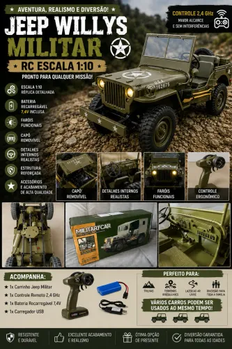 JEEP WILLYS MILITAR RC ESCALA 1:10