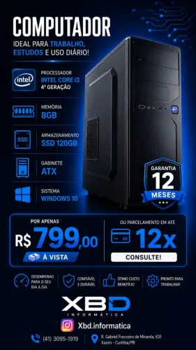 Computador Intel core i3 Novo com garantia de 1 ano