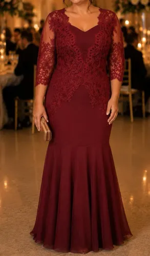 Vestido de Festa Longo Marsala/Bordô
