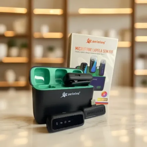 Microfone de Lapela Duplo sem Fio PEI-MKF01 Peining tipo c an13