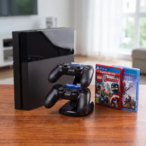 Playstation 4 Impecável + 2 Jogos + 2 Controles PS4 + Base de Carregamento