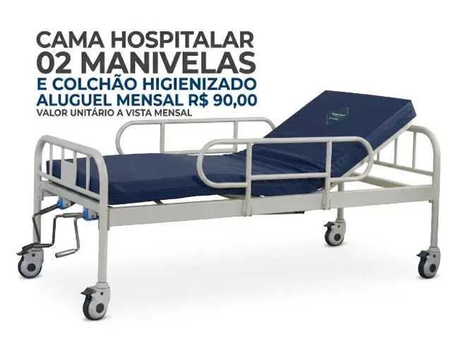 ALUGUEL DE CAMA HOSPITALAR 02 MANIVELAS