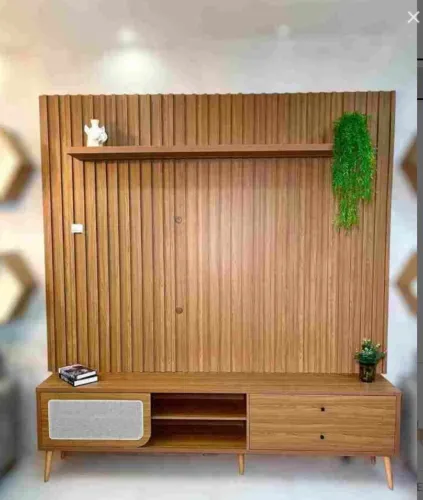Conjunto Living Firenze 228 com Painel Ripado e Rack para TV até 75 polegadas
