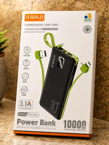 Power Bank 10000mAh A'Gold Novo Na Caixa - Carregador Portátil