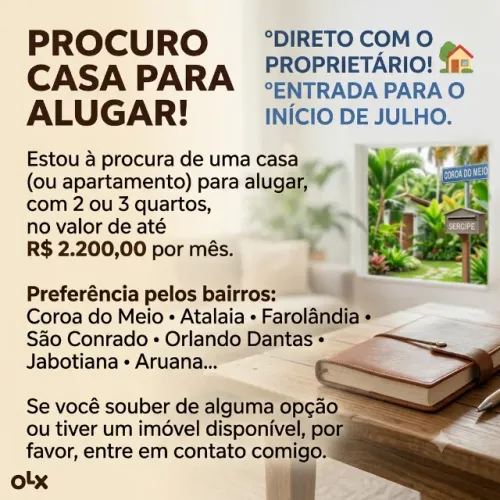 Alugo casa 2/4 R$2.200