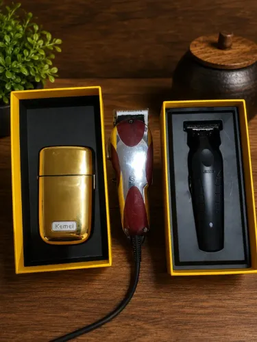 Kit Barbeiro Wahl Magic Clip + Shaver + Kemei Profissional