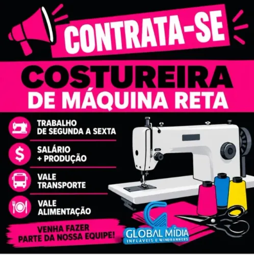 Contrata-se Costureira ou Costureiro com Experiência em Maquina Reta