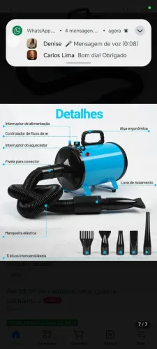 Secador Profissional Pet 3200w com 5 bicos- Quase nunca usado
