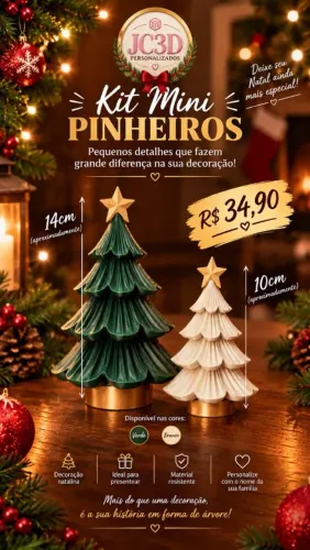 Kit mini árvore de natal pinheiro 