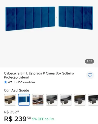 Cabeceira em L , solteiro
