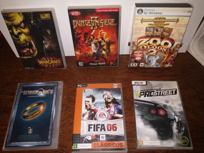 Kit Warcraft 3 Dungeon Siege 2 Zoo Tycoon Senhor dos Anéis FIFA NFS jogo PC CD DVD