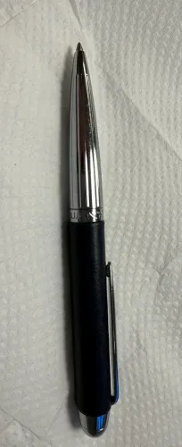 Caneta H.Stern Original Esferográfica Couro Preto e Metal ? Luxo
