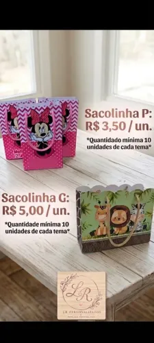 Sacolinhas Personalizadas para Festas e Aniversários - Todos os Temas