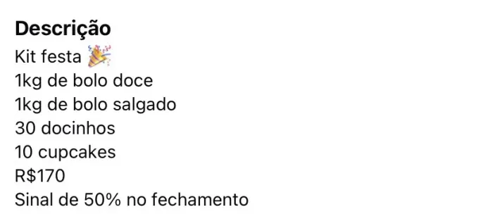 Venha deixa sua festa mas doce