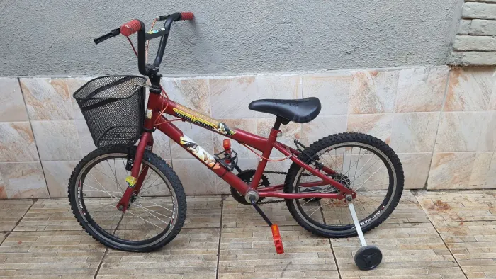 Bicicleta Infantil Cairu Aro 20 Vermelha (Com Rodinhas e Cestinha) - Tudo Funcionando!