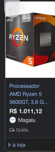 Vendo processador de Ryzen 5 5600 gt (vídeo integrado)