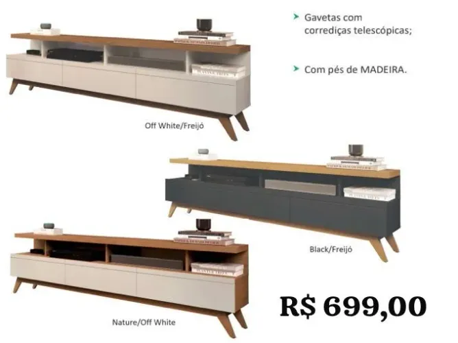 Rack Bancada 1,80m com 3 gavetas