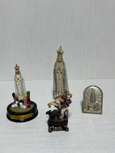 Kit Religioso de Fátima Portugal - Nossa Senhora, São Jorge e Placa
