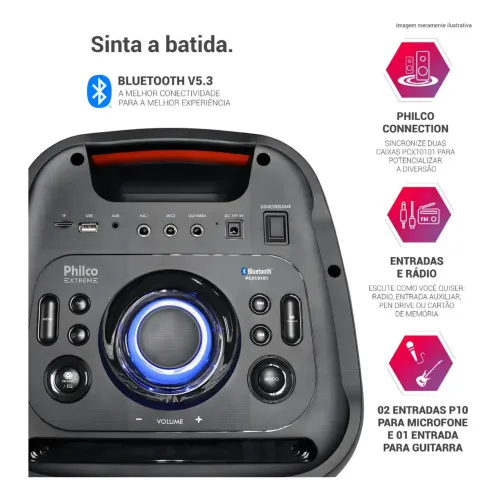 CAIXA DE SOM PHILCO 2000WDE POTÊNCIA