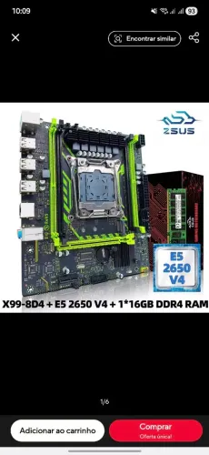 Placa x99 com processador e Memória ram