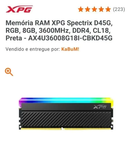 Memória RAM 8GB DDR4 (3600Mhz) XPG