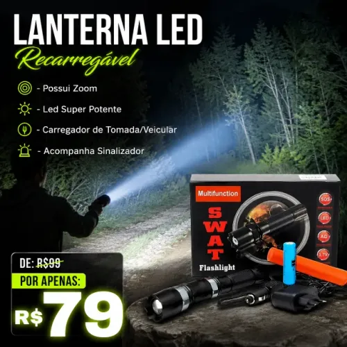 Lanterna Led Recarregável com Zoom