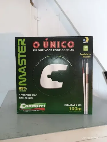02 rolos de cabo 4 mm com bipolar da Condutti, c/ 85% de malha para CFTV