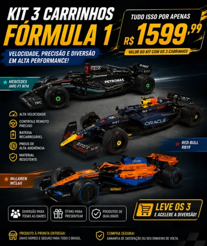 JOGO DE CARRINHOS FORMULA 1 - 3 UNIDADES - EXCLUSIVO