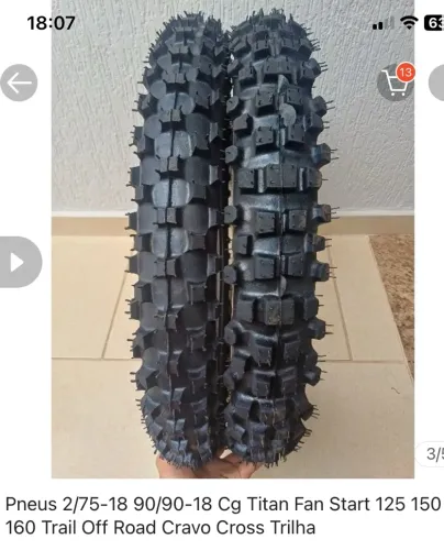 2 pneus pra moto trilhas, novo