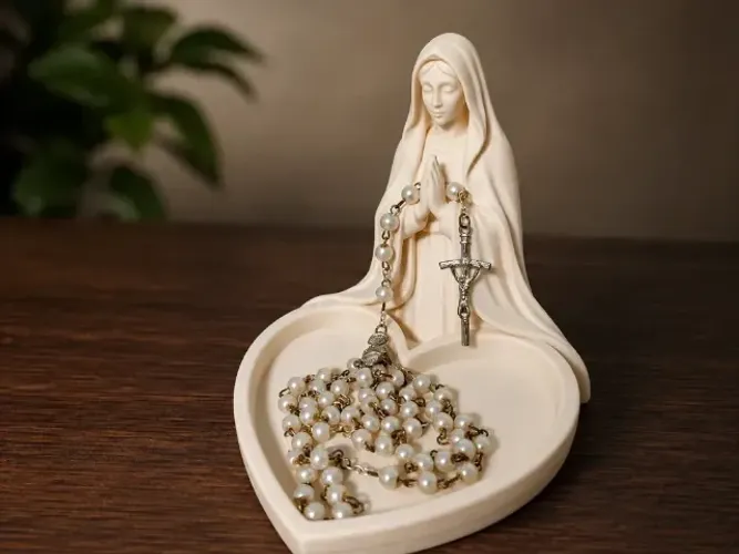 Porta Terço Nossa Senhora no Coração - Peça Devocional em 3D