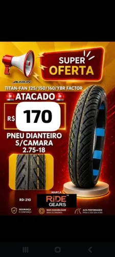 1 pneu Dianteiro sem câmera novo
