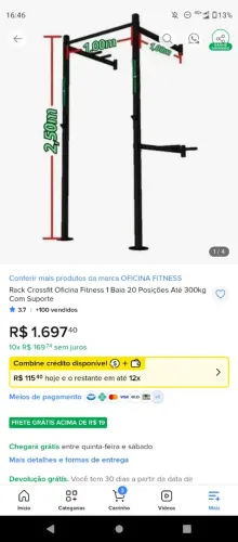 Rack Gaiola agachamento supino terra paralela barra fixa crossfit