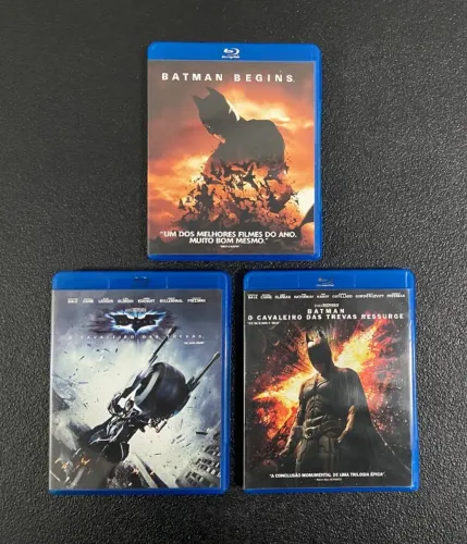 Kit com 3 Blu Ray disc Trilogia Batman Cavaleiro das Trevas - Warner Bros Filme Original