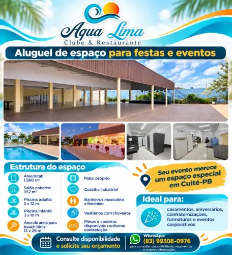 Aluguel de Espaço para Festas e Eventos em Cuité/PB - Aqualima