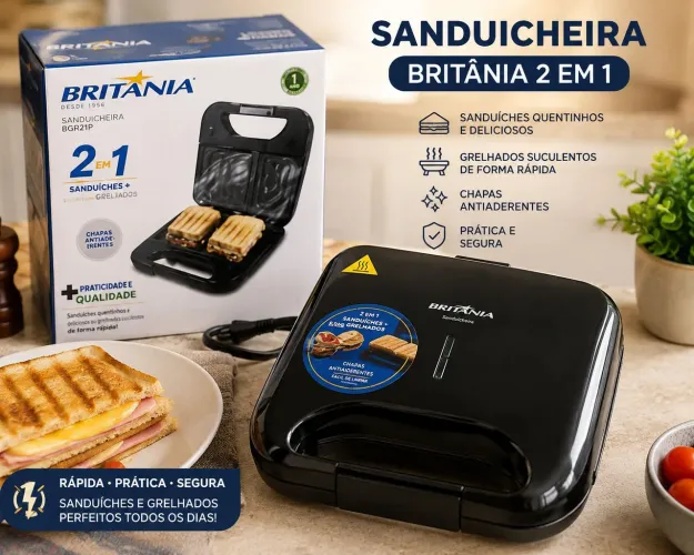 Sanduicheira Britânia 2 em 1 