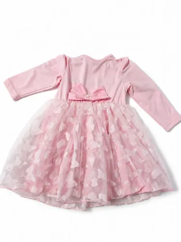 Vestido infantil rosa com tule - delicado e lindo