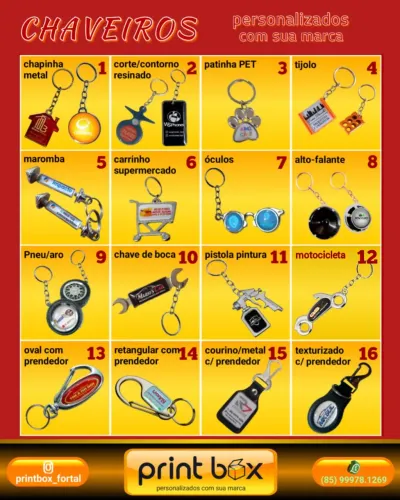 Chaveiros personalizados com sua marca.