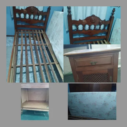 Vendo cama de solteiro com criado e colchão 